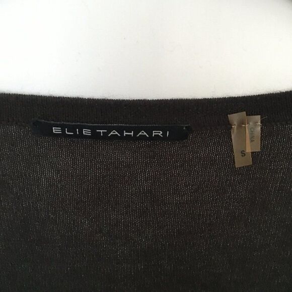 Elie Tahari  Brown V-neck Long Sleeve Sweater - Picture 7 of 8